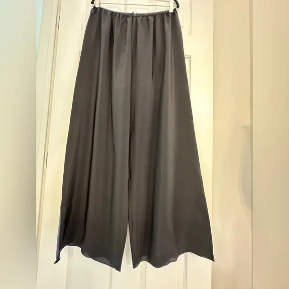 Rosamosario 100% Silk Crepe Palazzo Trousers Black Silk Palazzo Pajama Pant - Picture 1 of 14